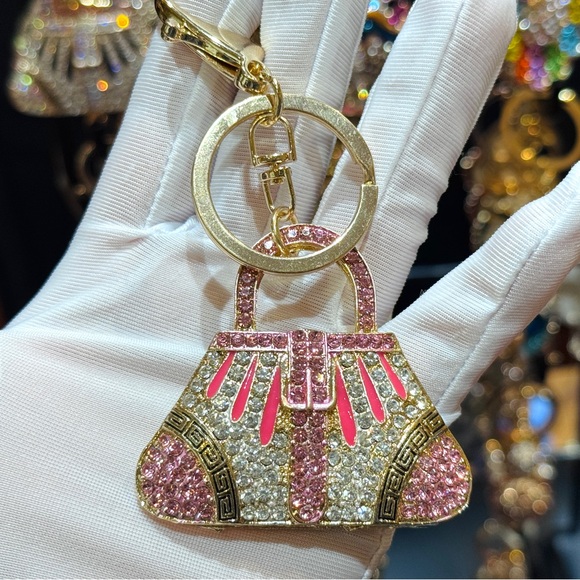 Pink Bag Keychain Rhinestone Bag Charm - Picture 9 of 11